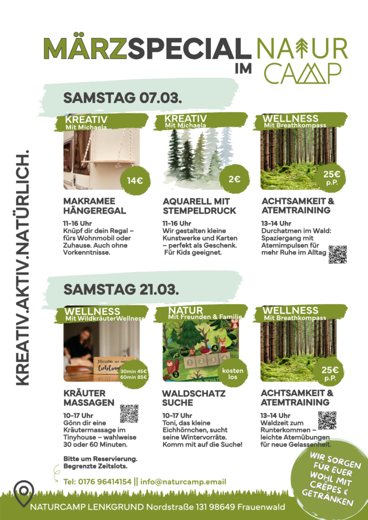 Naturcamp 66 Veranstaltungen März