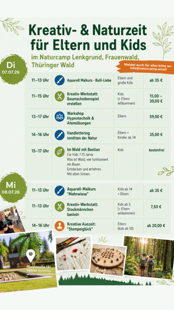6.7. - 9.7. 2026 Naturtage für Alleinreisende mit Kind(ern) 8 Alleinreisende-mit-kind-Naturcamp